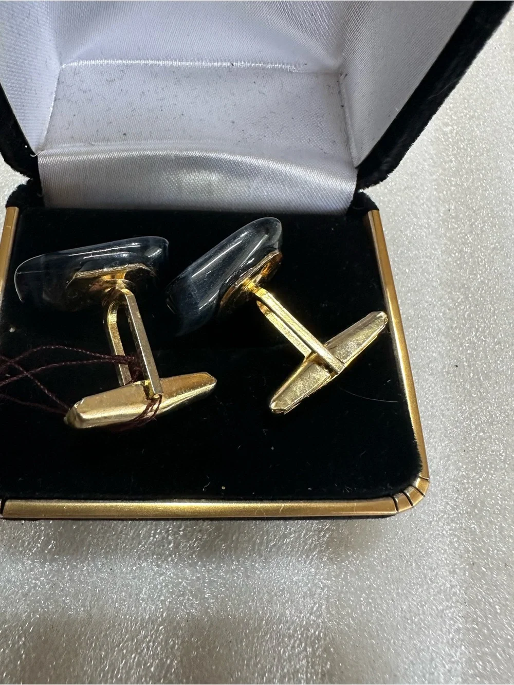 Vintage BlueTiger Eye Stone Cufflinks Mid Century 1960’s